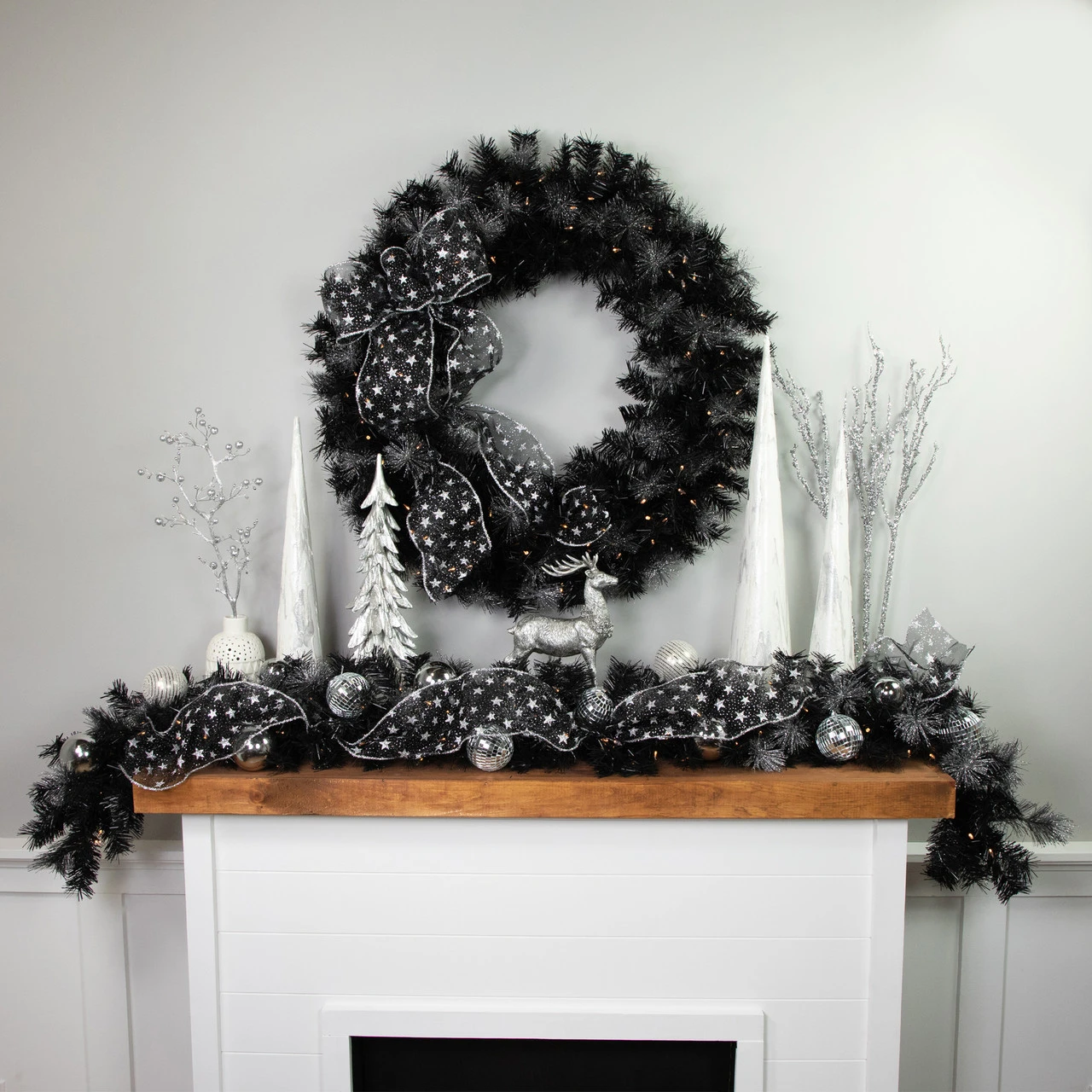 Black Bristle Artificial Christmas Wreath- 36 Inches, Warm White LED Lights 5 Black Bristle Artificial Christmas Wreath- 36 Inches, Warm White LED Lights - Image 3