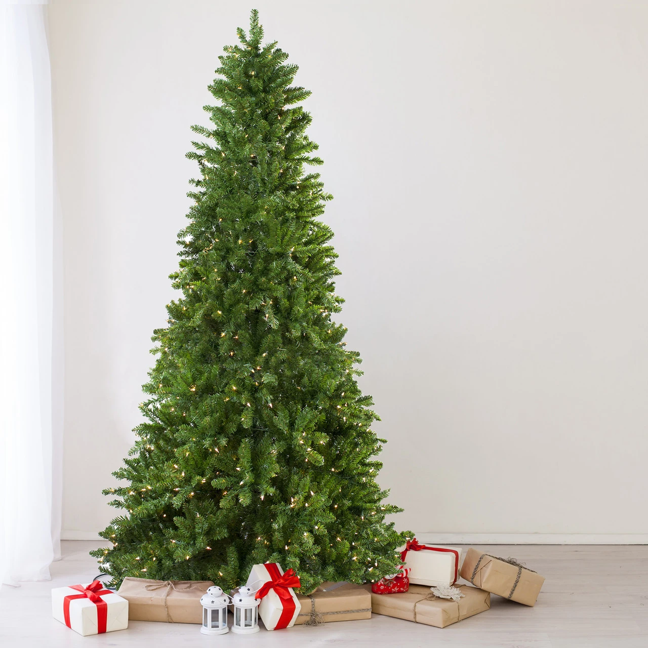 10' Pre-Lit Slim Eastern Pine Artificial Christmas Tree - Clear Lights 4 10' Pre-Lit Slim Eastern Pine Artificial Christmas Tree - Clear Lights - Image 2