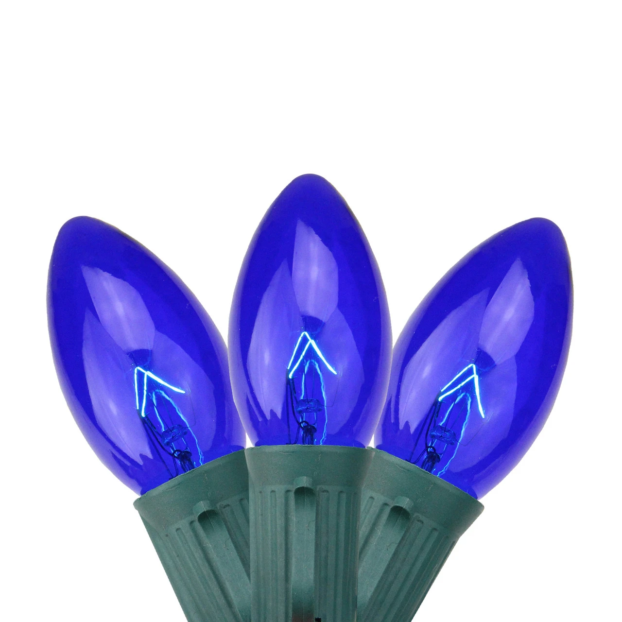 25 Blue Transparent C9 Christmas Lights - 24 Ft Green Wire 3 25 Blue Transparent C9 Christmas Lights - 24 Ft Green Wire