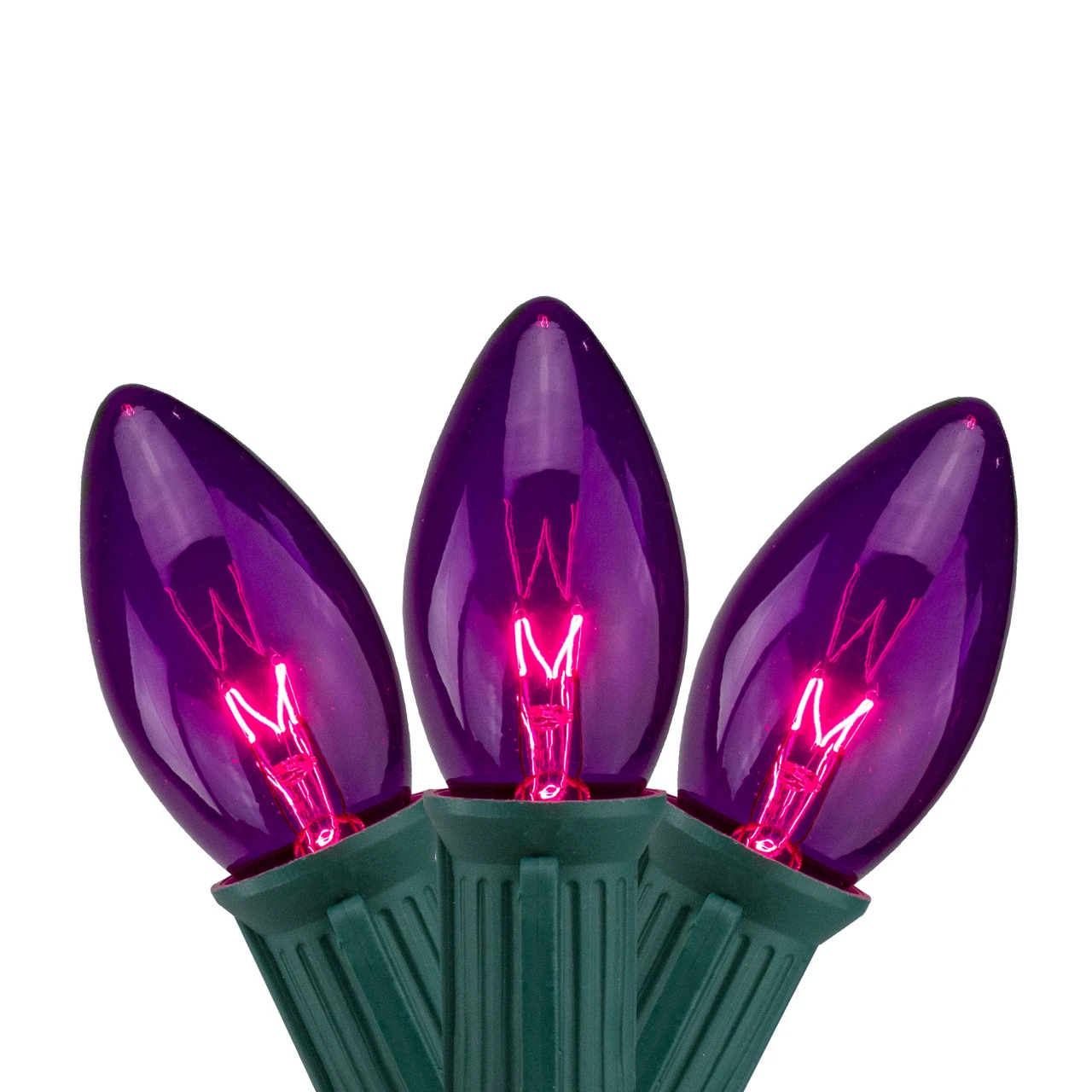 25-Count Purple Transparent C9 Christmas String Lights Set, 24ft Green Wire 3 25-Count Purple Transparent C9 Christmas String Lights Set, 24ft Green Wire