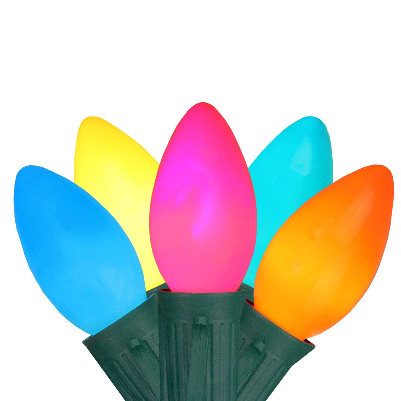 Set Of 25 Opaque Vibrant Multi-Color C9 Christmas Light Set, 24ft Green Wire 4 Set Of 25 Opaque Vibrant Multi-Color C9 Christmas Light Set, 24ft Green Wire - Image 2