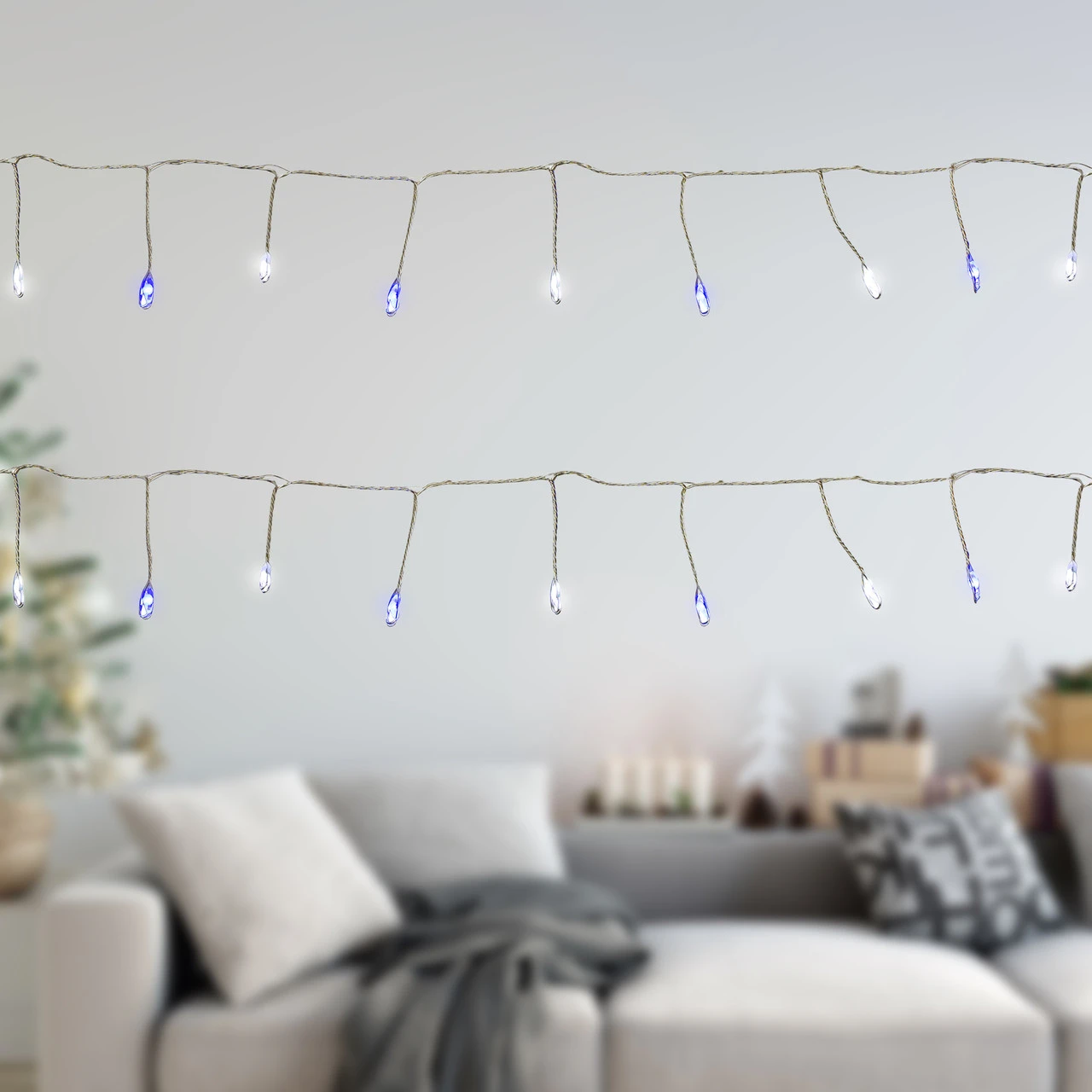 Set Of 40 Blue And White LED Fairy Christmas Lights With Remote Control 6’ 3 Set Of 40 Blue And White LED Fairy Christmas Lights With Remote Control 6’