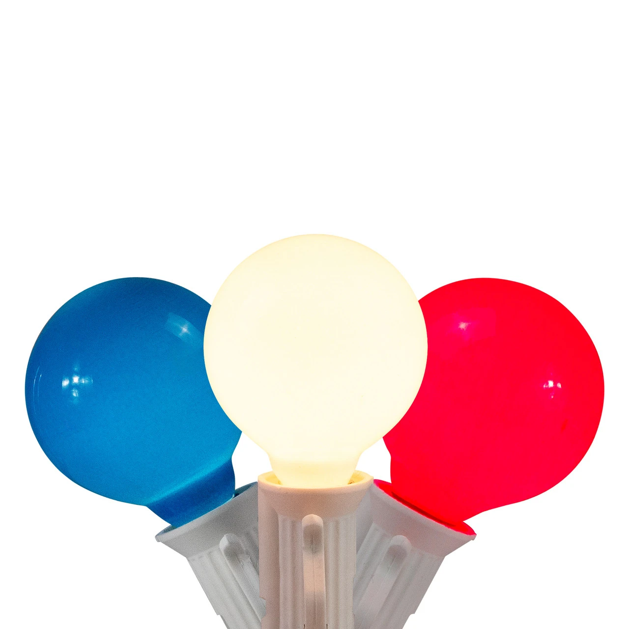 10-Count Red, White And Blue G40 Globe Christmas Light Set, 9ft White Wire 4 10-Count Red, White And Blue G40 Globe Christmas Light Set, 9ft White Wire - Image 2