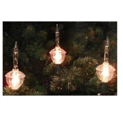 7-Count Clear Silver Glitter Retro Christmas Bubble Light Set, 6ft Green Wire