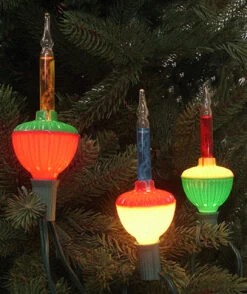 7-Count Multi Color Retro Christmas Bubble Light Set, 6ft Green Wire