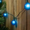 Set Of 15 Blue Satin G50 Globe Christmas Lights - Green Wire