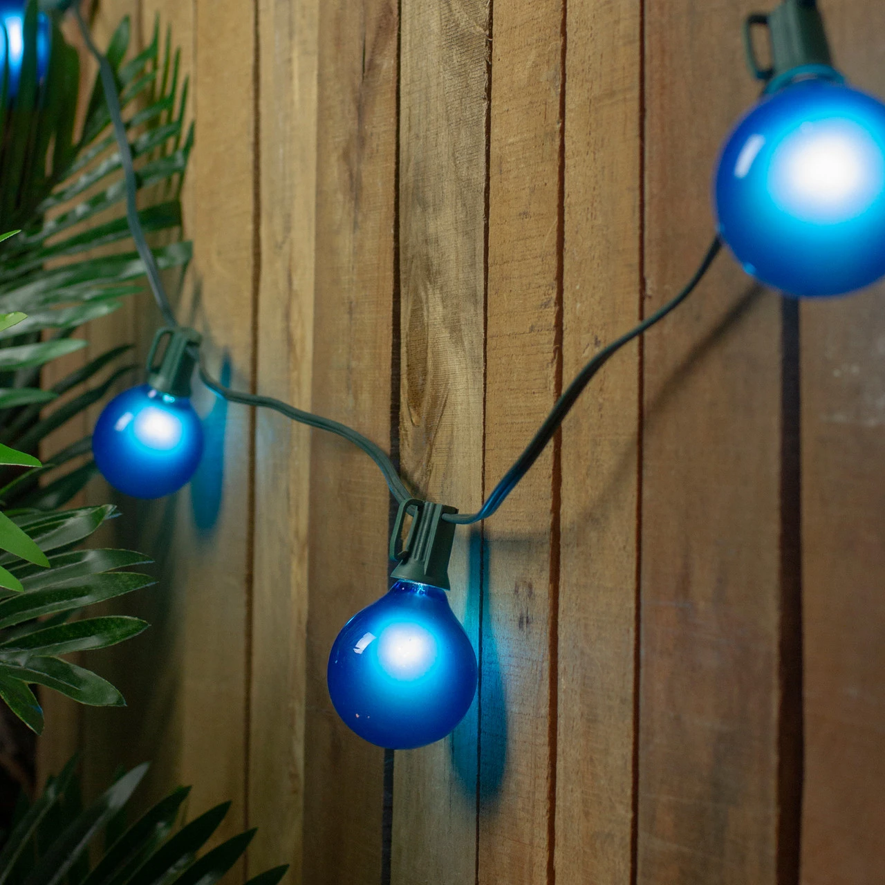 Set Of 15 Blue Satin G50 Globe Christmas Lights - Green Wire 3 Set Of 15 Blue Satin G50 Globe Christmas Lights - Green Wire