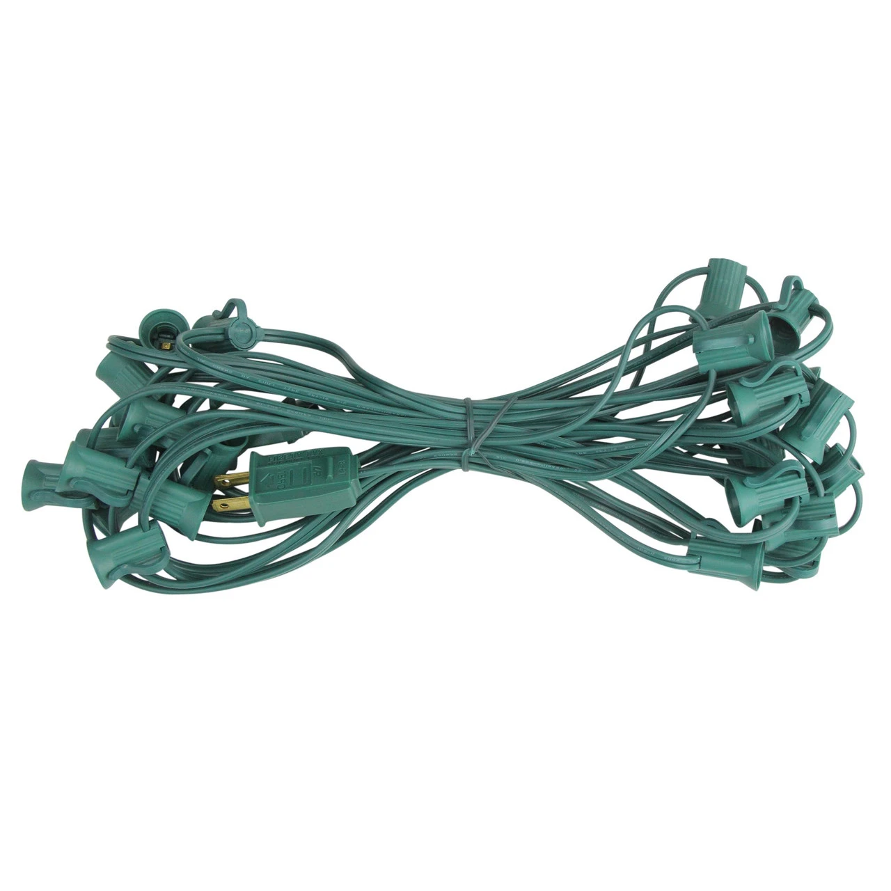 25' Green C7 Christmas Light Socket Set With 18 Gauge Green Wire 4 25' Green C7 Christmas Light Socket Set With 18 Gauge Green Wire - Image 2
