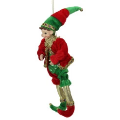 12" Red And Green Bendable Elf In A Suit Hanging Christmas Ornament -Christmas Decoration Store northlight e27402 2 43676.1667623269