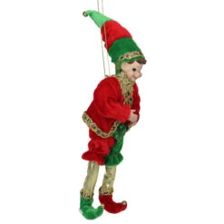 12" Red And Green Bendable Elf In A Suit Hanging Christmas Ornament -Christmas Decoration Store northlight e27402 5 72935.1667623270