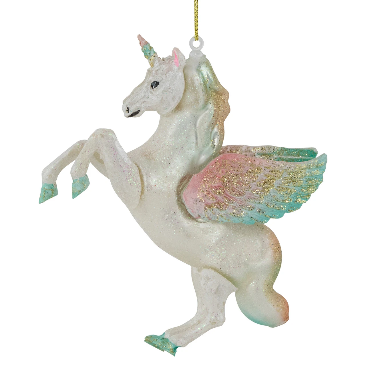5.25" White Unicorn Glass Christmas Ornament 8 5.25" White Unicorn Glass Christmas Ornament - Image 6