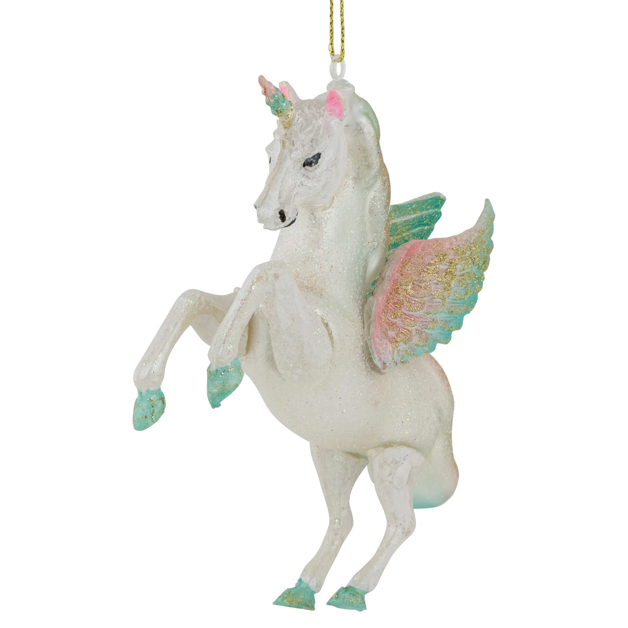 5.25" White Unicorn Glass Christmas Ornament 3 5.25" White Unicorn Glass Christmas Ornament