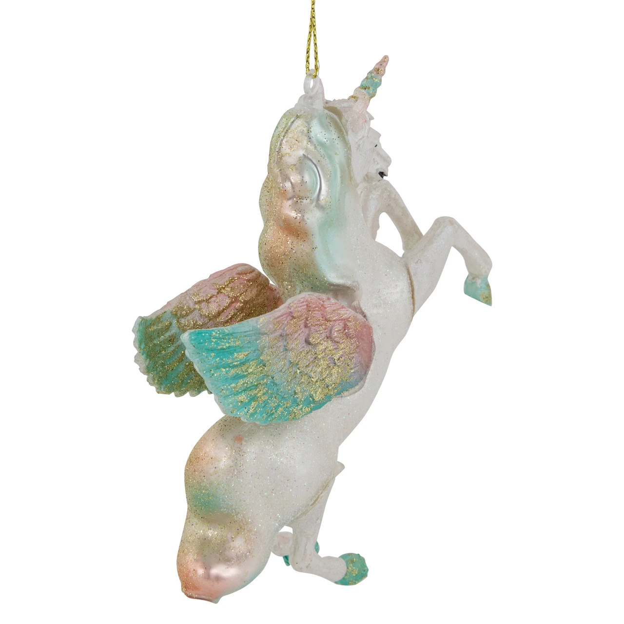 5.25" White Unicorn Glass Christmas Ornament 7 5.25" White Unicorn Glass Christmas Ornament - Image 5