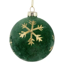 4ct Green Velvet Glass Christmas Ball Ornaments With Gold Snowflakes 3" (80mm) 9 4ct Green Velvet Glass Christmas Ball Ornaments With Gold Snowflakes 3" (80mm) -Christmas Decoration Store northlight eb94508 2 73938.1681234748