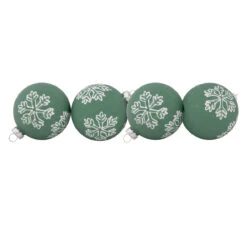 4ct Green Glass Christmas Ball Ornaments With White Snowflakes 3" (80mm) 10 4ct Green Glass Christmas Ball Ornaments With White Snowflakes 3" (80mm) -Christmas Decoration Store northlight eb94509 1 76096.1681220406