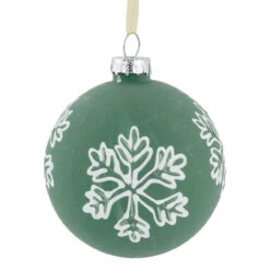 4ct Green Glass Christmas Ball Ornaments With White Snowflakes 3" (80mm) 12 4ct Green Glass Christmas Ball Ornaments With White Snowflakes 3" (80mm) -Christmas Decoration Store northlight eb94509 3 20730.1681220406