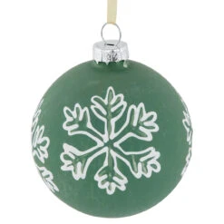 4ct Green Glass Christmas Ball Ornaments With White Snowflakes 3" (80mm) 11 4ct Green Glass Christmas Ball Ornaments With White Snowflakes 3" (80mm) -Christmas Decoration Store northlight eb94509 4 63801.1681220406