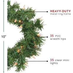 Pre-Lit Deluxe Windsor Pine Artificial Christmas Wreath - 10-Inch, Clear Lights -Christmas Decoration Store northlight gb20yww810 gr thumbnail 66545.1667660124