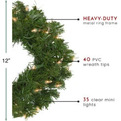 Pre-Lit Deluxe Windsor Pine Artificial Christmas Wreath - 12-Inch, Clear Lights -Christmas Decoration Store northlight gb20yww812 gr thumbnail 07540.1667573678