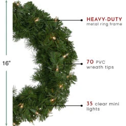 Deluxe Windsor Pine Artificial Christmas Wreath - 16-Inch, Clear Lights -Christmas Decoration Store northlight gb20yww816 gr thumbnail 40438.1667573686
