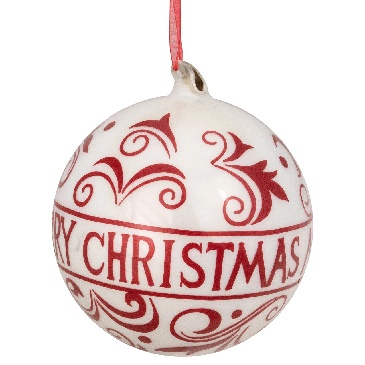 6" Red And White Merry Christmas Glass Ball Ornament 3 6" Red And White Merry Christmas Glass Ball Ornament