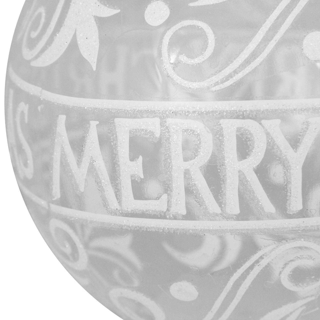 Clear And White Glass Merry Christmas Ball Ornament 6" (150mm) 6 Clear And White Glass Merry Christmas Ball Ornament 6" (150mm) - Image 4