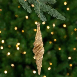 8.25" Shiny Gold Textured Finial Christmas Ornament