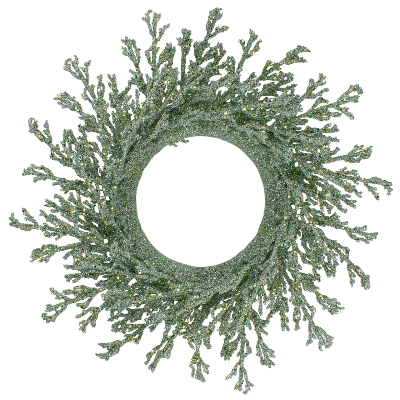 20" Green Glittered Artificial Coral ChristmasWreath 3 20" Green Glittered Artificial Coral ChristmasWreath