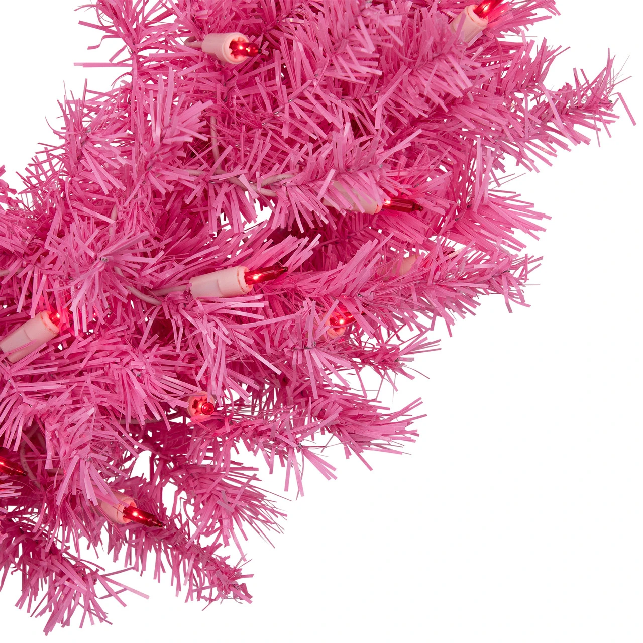 24" Pre-Lit Pink Spruce Artificial Christmas Wreath, Pink Lights 5 24" Pre-Lit Pink Spruce Artificial Christmas Wreath, Pink Lights - Image 3