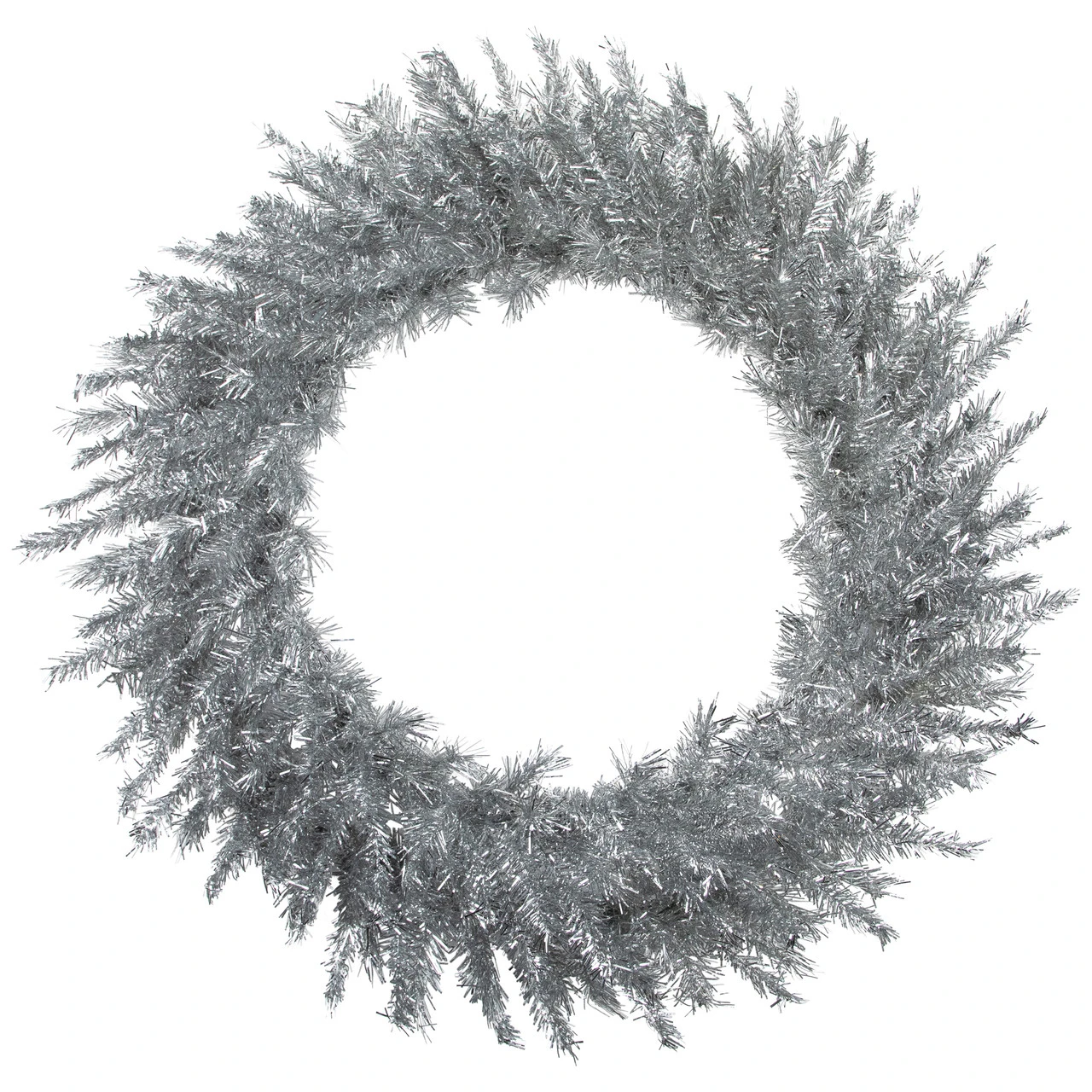 36" Silver Tinsel Artificial Christmas Wreath, Unlit 4 36" Silver Tinsel Artificial Christmas Wreath, Unlit - Image 2
