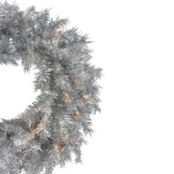 24" Silver Tinsel Artificial Christmas Wreath, Clear Lights 8 24" Silver Tinsel Artificial Christmas Wreath, Clear Lights -Christmas Decoration Store northlight gb91007 1 65308.1667530424
