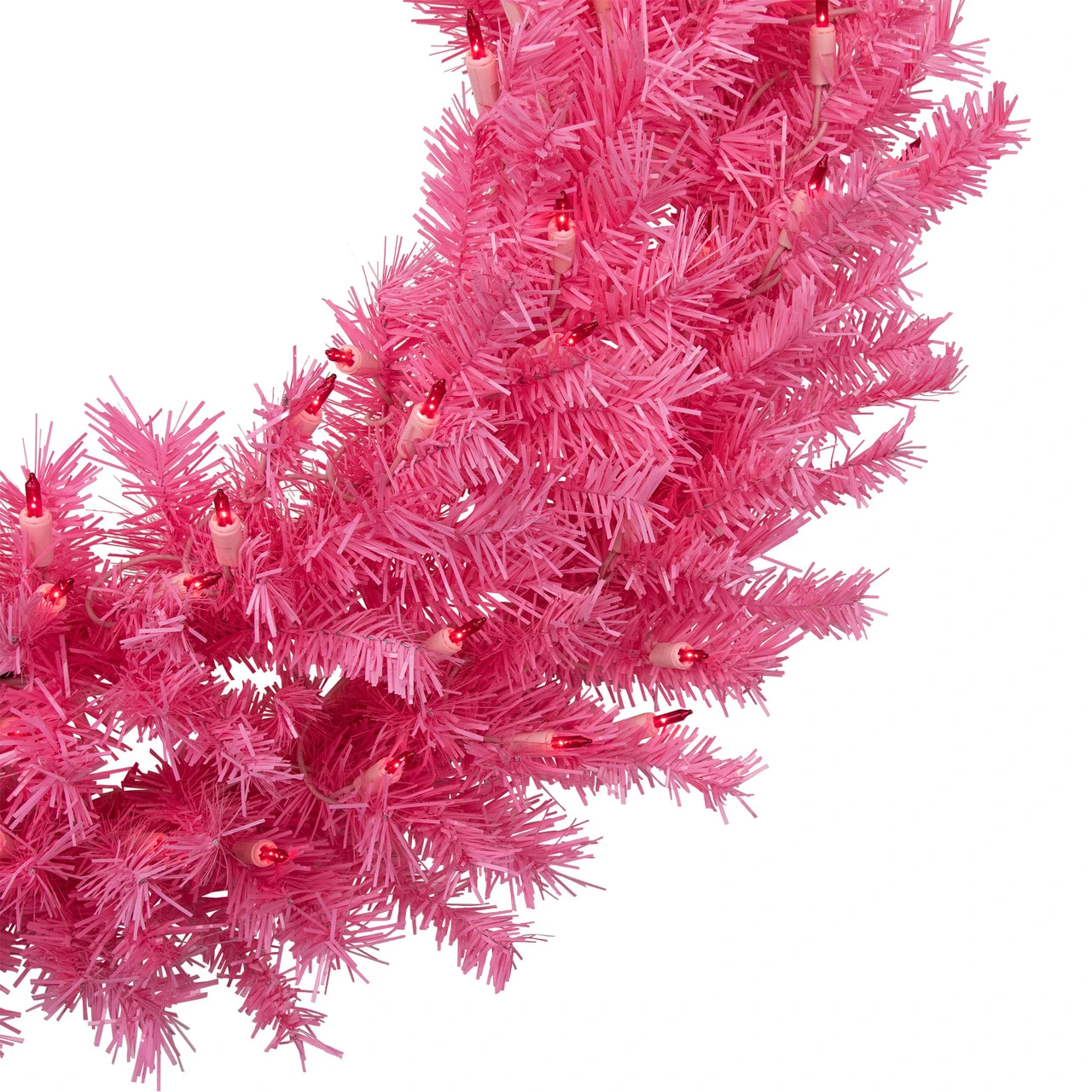 36" Pre-Lit Pink Spruce Artificial Christmas Wreath, Pink Lights 5 36" Pre-Lit Pink Spruce Artificial Christmas Wreath, Pink Lights - Image 3