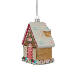 4.5" Glittered Gingerbread House Glass Christmas Ornament -Christmas Decoration Store northlight gb94400 sample 4 75794.1669922161