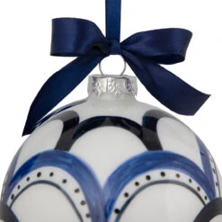 4" White And Blue Scallop Glass Christmas Ball Ornament 11 4" White And Blue Scallop Glass Christmas Ball Ornament -Christmas Decoration Store northlight gb94416 sample 2 22590.1670969436