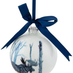 4" White And Blue Moose Glass Christmas Ball Ornament 9 4" White And Blue Moose Glass Christmas Ball Ornament -Christmas Decoration Store northlight gb94420 sample 2 72531.1669835369