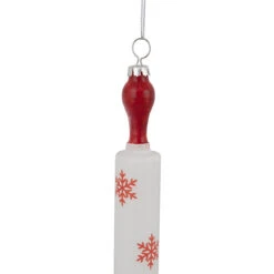 7.25" Red Snowflakes Rolling Pin Glass Christmas Ornament 9 7.25" Red Snowflakes Rolling Pin Glass Christmas Ornament -Christmas Decoration Store northlight gb94422 sample 2 97477.1669922413