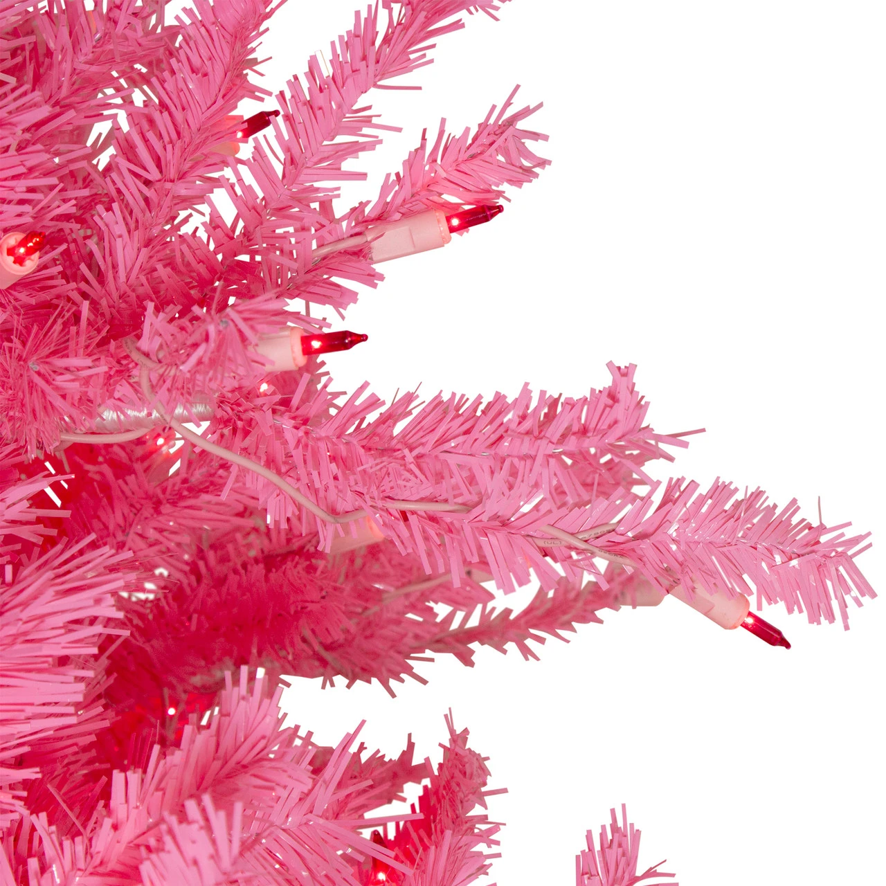 7.5' Pre-Lit Pink Tinsel Slim Artificial Christmas Tree - Pink Lights 7 7.5' Pre-Lit Pink Tinsel Slim Artificial Christmas Tree - Pink Lights - Image 5