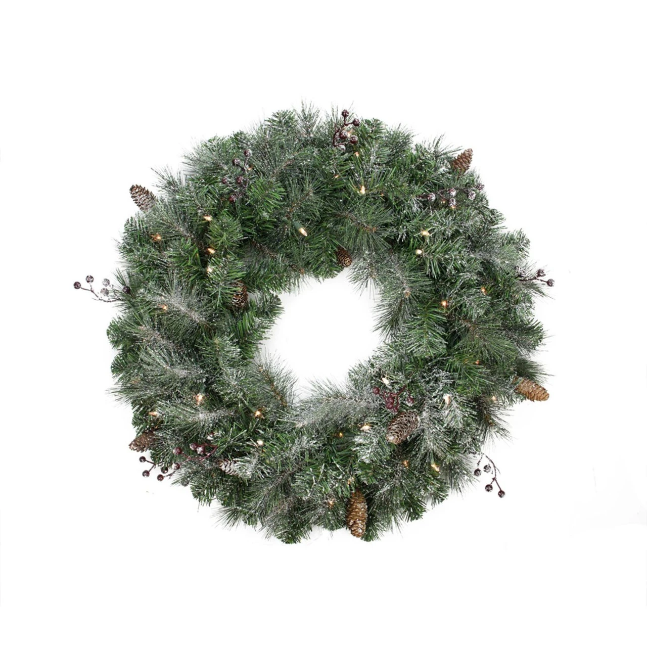 Pre-Lit Frosted Arctic Mist Pine Artificial Christmas Wreath - 30-Inch, Clear Lights 3 Pre-Lit Frosted Arctic Mist Pine Artificial Christmas Wreath - 30-Inch, Clear Lights