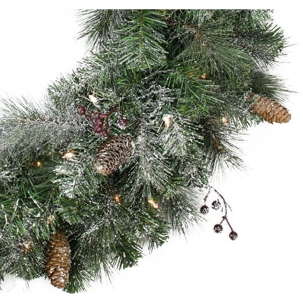 Pre-Lit Frosted Arctic Mist Pine Artificial Christmas Wreath - 30-Inch, Clear Lights 4 Pre-Lit Frosted Arctic Mist Pine Artificial Christmas Wreath - 30-Inch, Clear Lights - Image 2