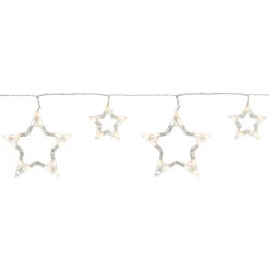 10 Count Clear LED Twinkle Star Icicle Christmas Lights, 10.25 Ft White Wire