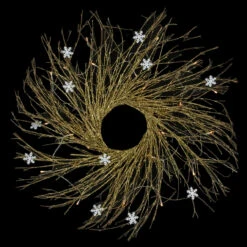 28" Pre-lit Gold Glittered Artificial Twig Christmas Wreath, Warm White LED Lights 9 28" Pre-lit Gold Glittered Artificial Twig Christmas Wreath, Warm White LED Lights -Christmas Decoration Store northlight h36276 on20black 91169.1681147204