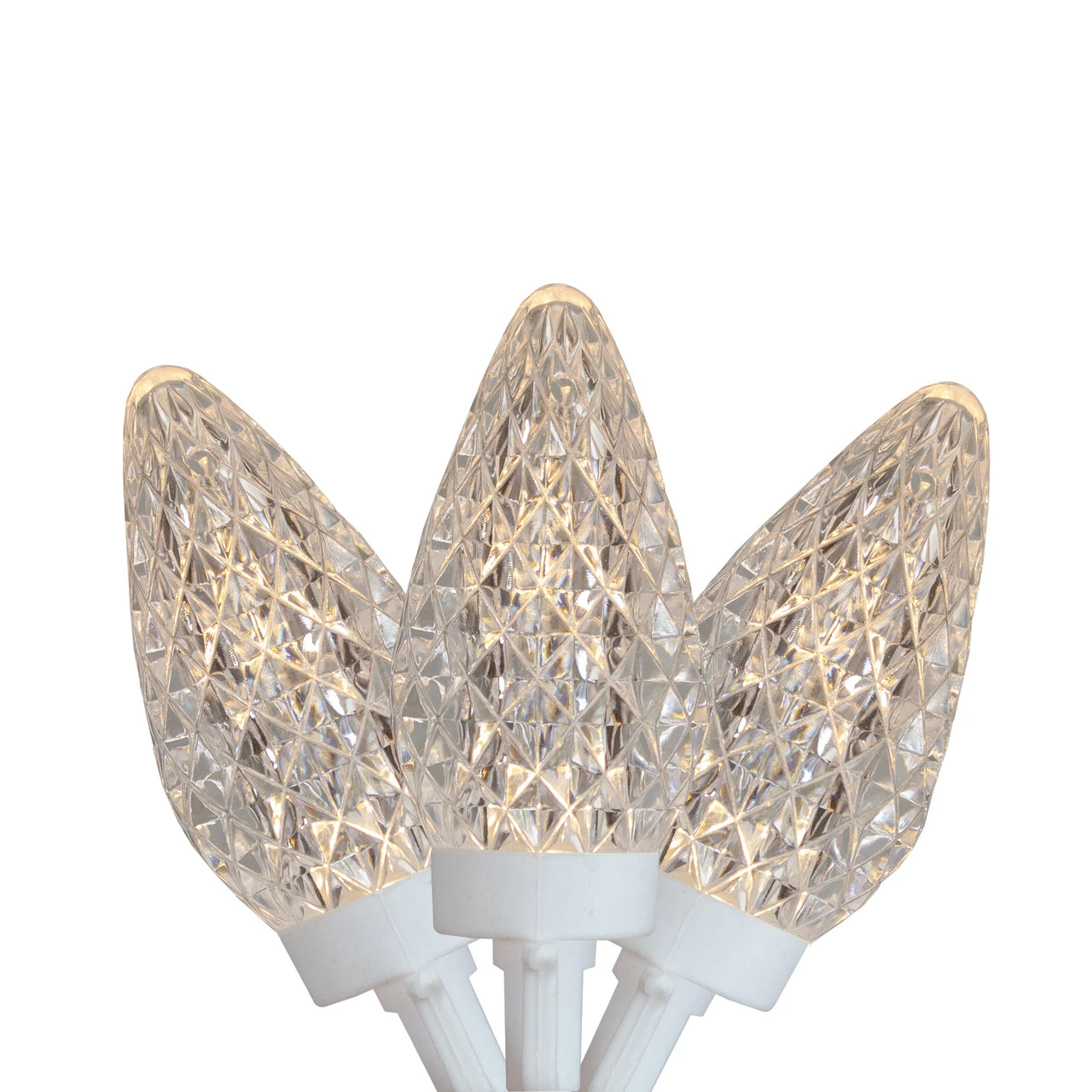 100 Count Warm White LED Faceted C9 Christmas Lights - 41 Ft White Wire 3 100 Count Warm White LED Faceted C9 Christmas Lights - 41 Ft White Wire