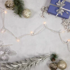 100 Count Frosted Clear Mini Christmas Lights, 49.6 Ft White Wire