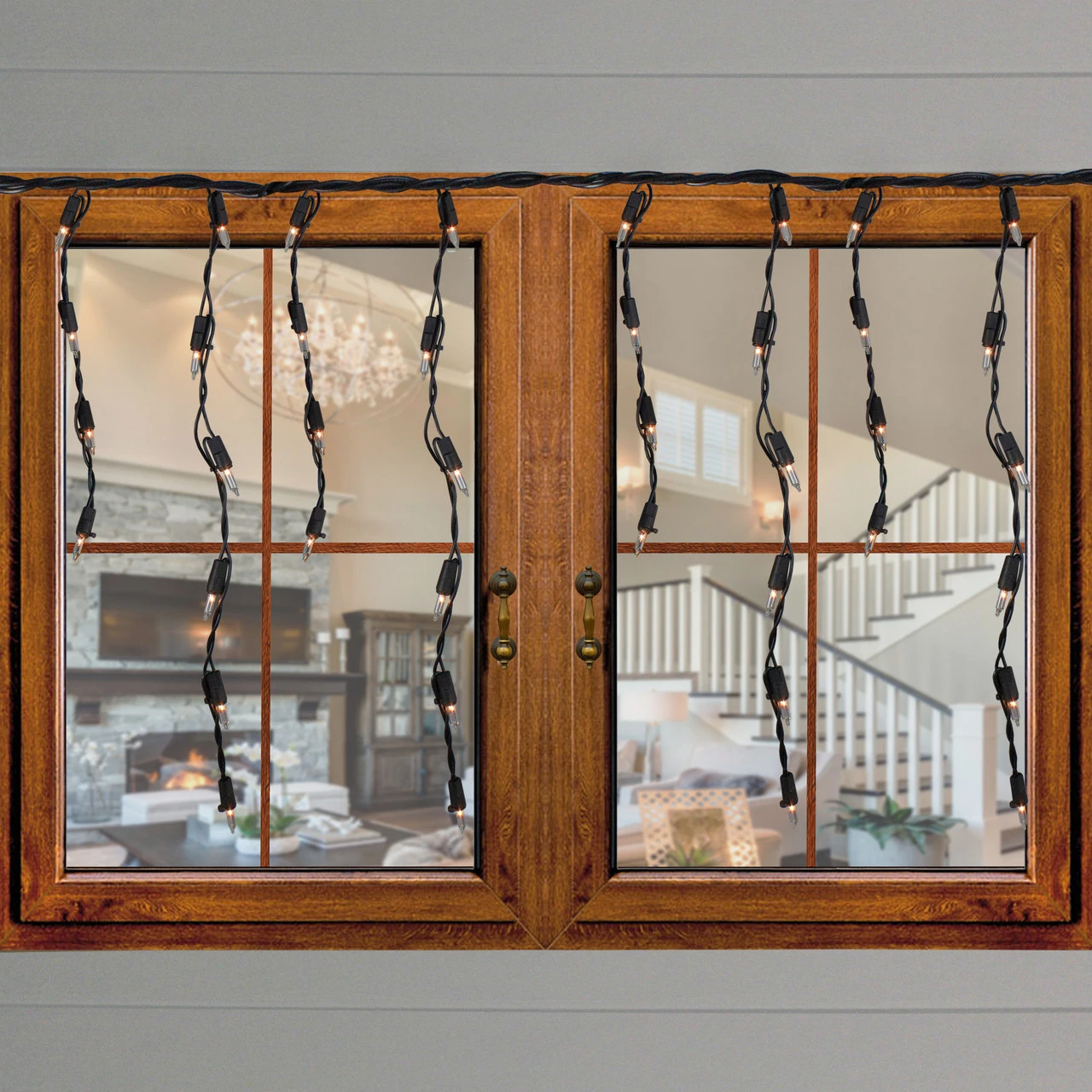 100 Count Clear Mini Icicle Christmas Lights - 3.5 Ft Black Wire 4 100 Count Clear Mini Icicle Christmas Lights - 3.5 Ft Black Wire - Image 2