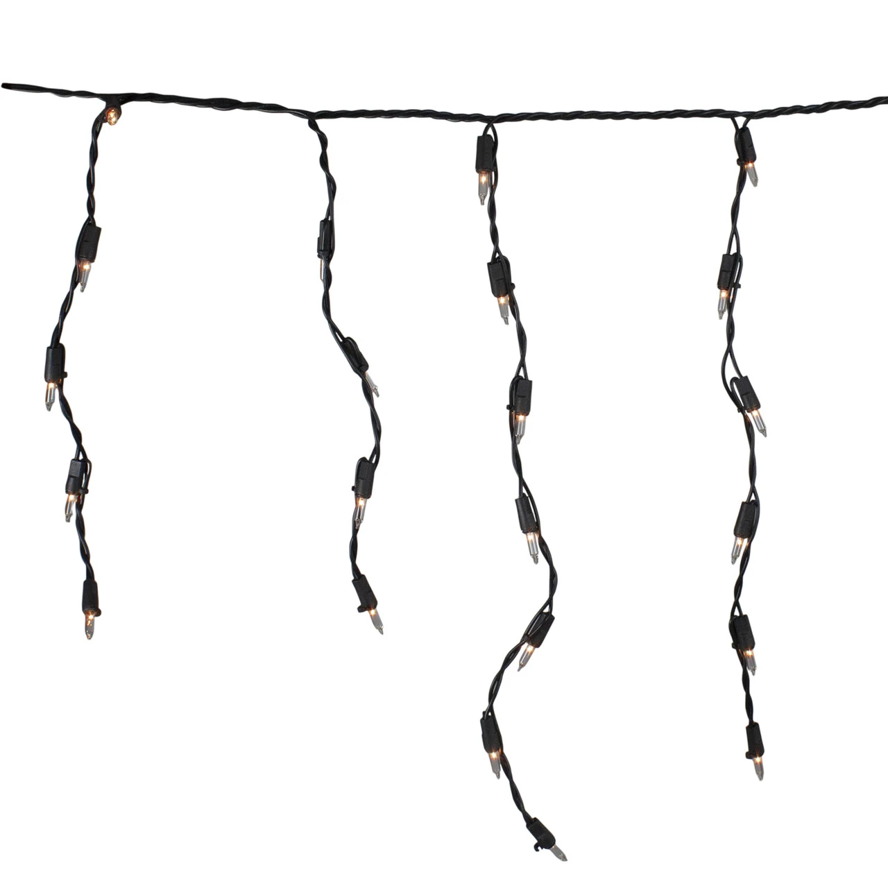 100 Count Clear Mini Icicle Christmas Lights - 3.5 Ft Black Wire 5 100 Count Clear Mini Icicle Christmas Lights - 3.5 Ft Black Wire - Image 3