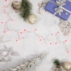 100-Count Pink Mini Christmas Lights - 20.25ft, White Wire