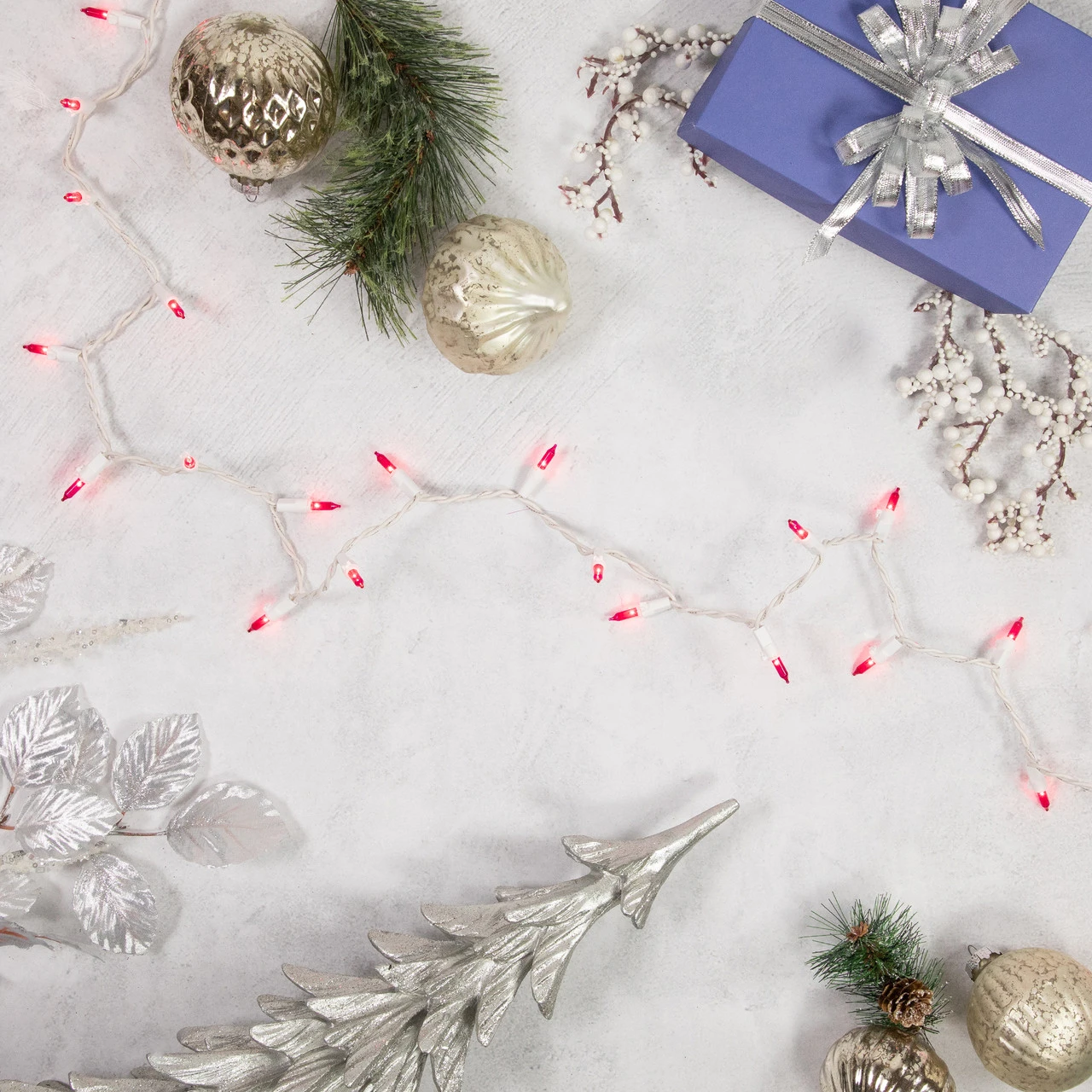 100-Count Pink Mini Christmas Lights - 20.25ft, White Wire 3 100-Count Pink Mini Christmas Lights - 20.25ft, White Wire