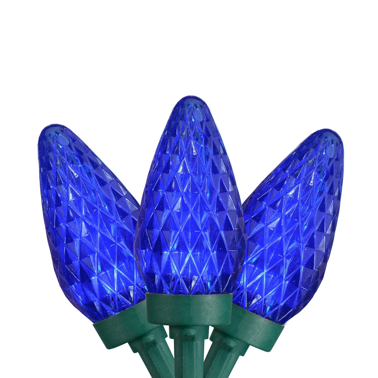 50ct Blue LED Faceted C9 Christmas Light Set, 20.25ft Green Wire 3 50ct Blue LED Faceted C9 Christmas Light Set, 20.25ft Green Wire