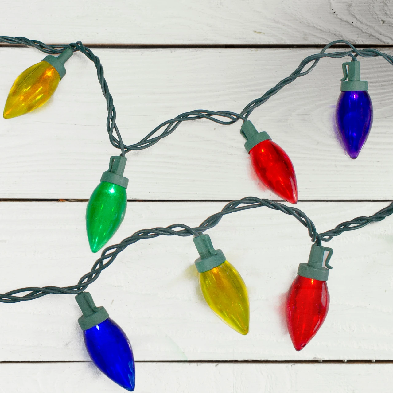 50 Count Multi-Color Transparent LED C9 Christmas Lights, 17 Ft Green Wire 4 50 Count Multi-Color Transparent LED C9 Christmas Lights, 17 Ft Green Wire - Image 2