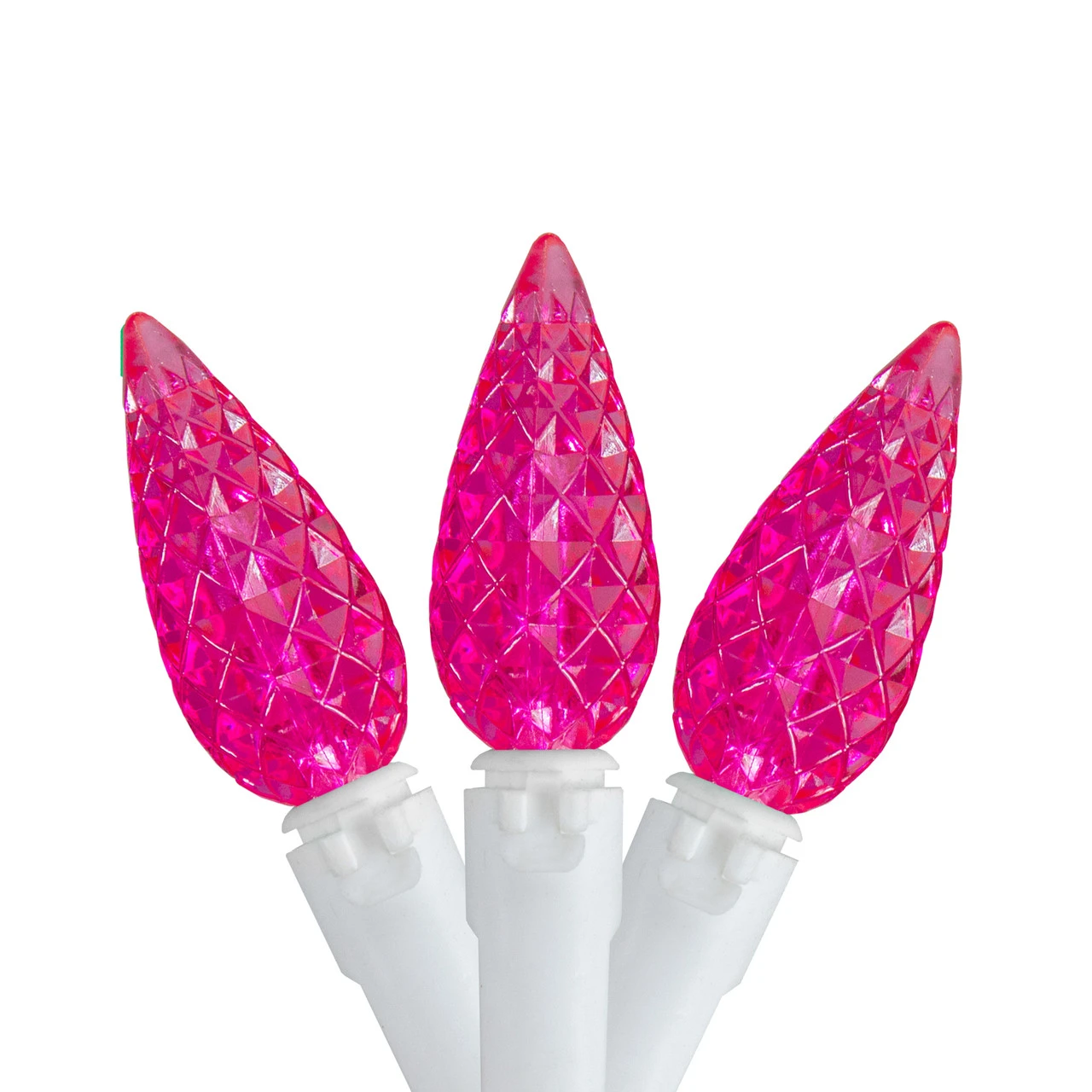 70 Count Pink LED C6 Faceted Christmas Lights, 22.5 Ft White Wire 3 70 Count Pink LED C6 Faceted Christmas Lights, 22.5 Ft White Wire